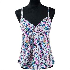 Island Escape Women’s Scorpio Floral Print Twist-Front Tankini Top NWT Size 6